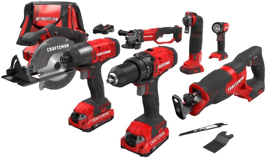 Power Tools Combo Kits - 7-Tool Cordless Power Tool Combo Kit