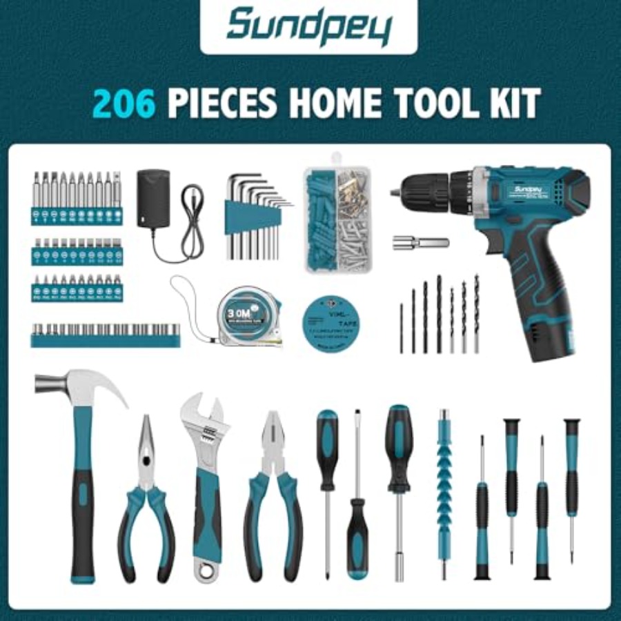 Sundpey Tool Kit 206PCs with D - Power Tools Combo Kits incelemesi ve fiyatı