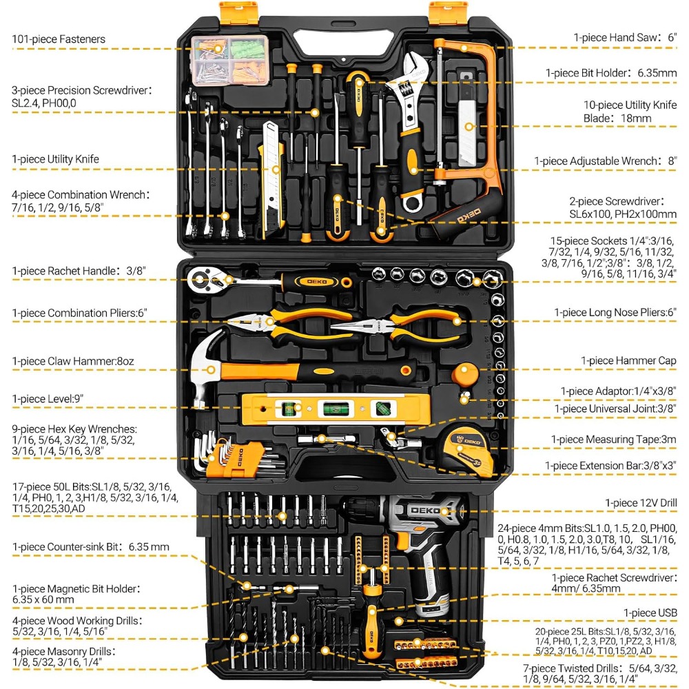 US Shipping Tool Kit Box Drill - Power Tools Combo Kits incelemesi ve fiyatı