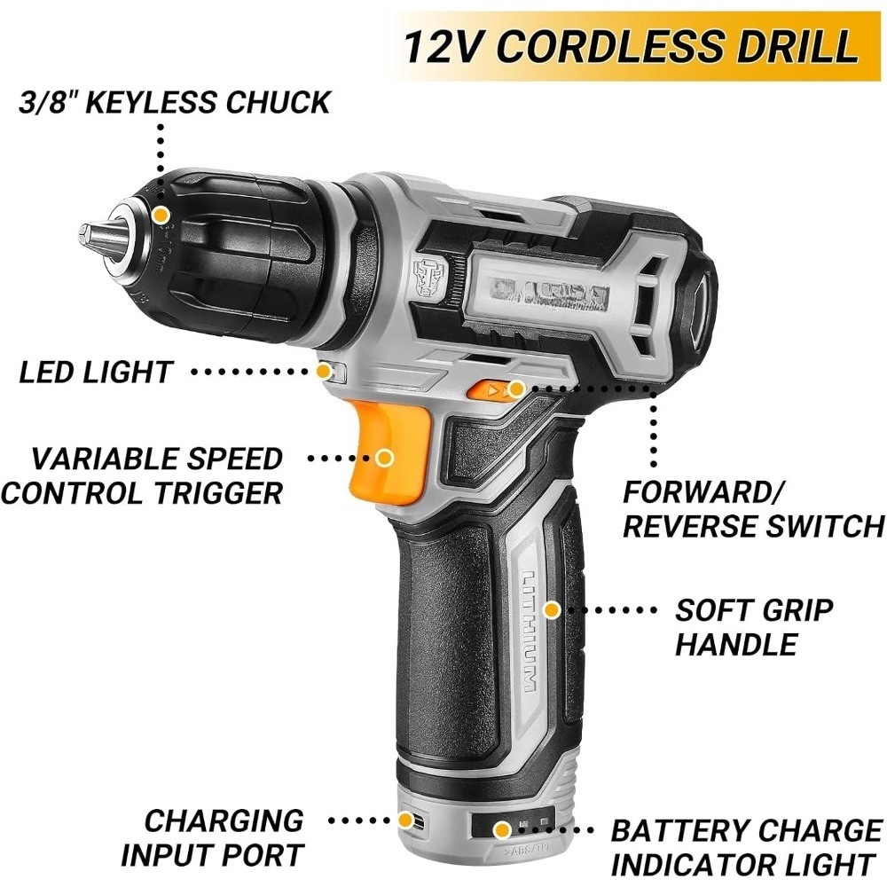 US Shipping Tool Kit Box Drill - Power Tools Combo Kits incelemesi ve fiyatı